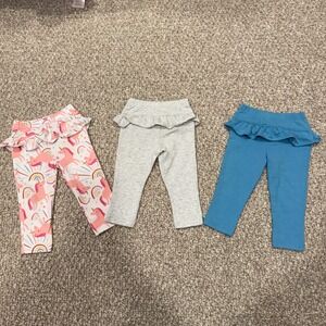 Garanimals Kids Baby Girls Ruffle Leggings 3 Pair Bundle Size 12‎ Months